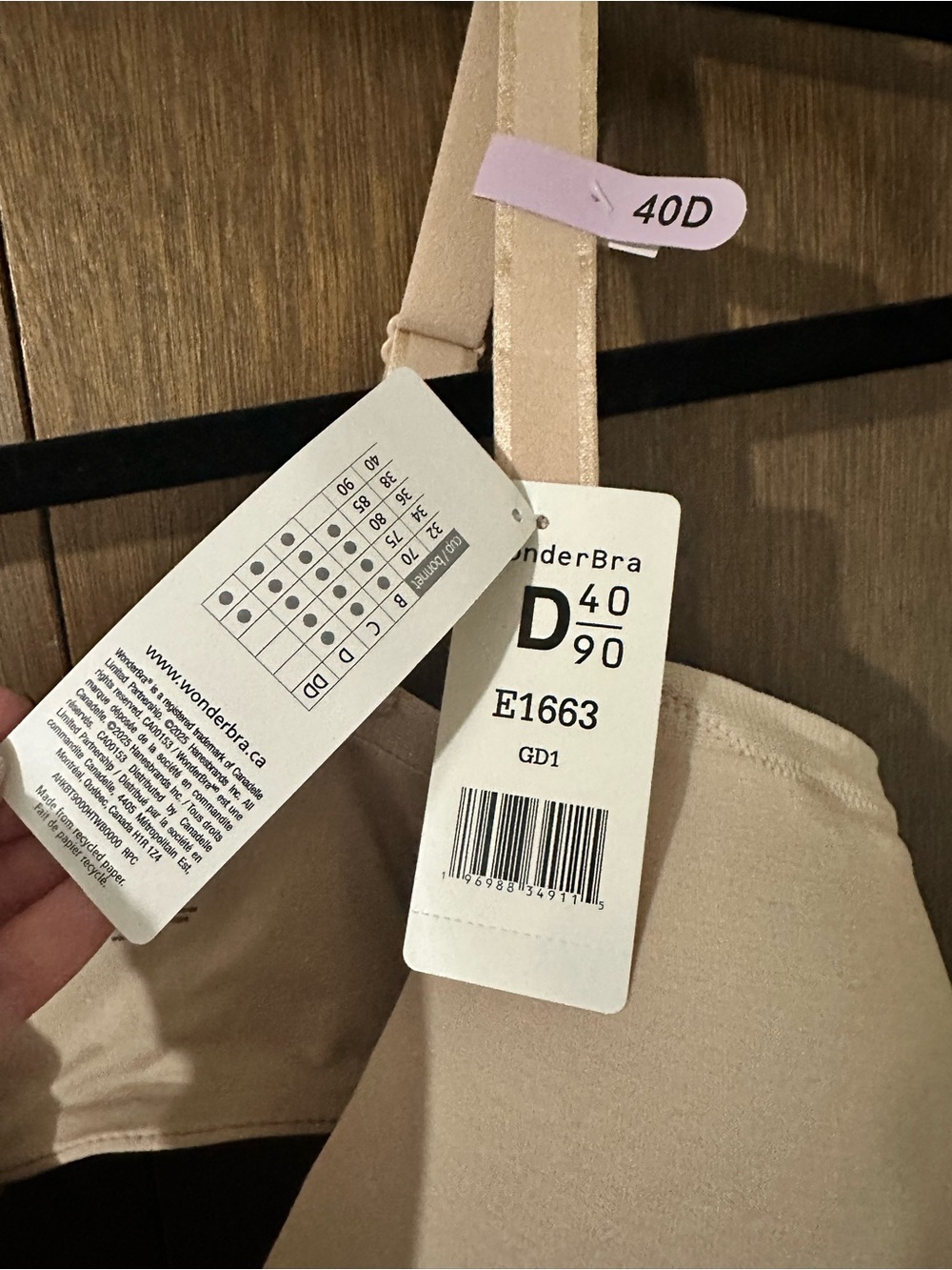 WonderBra Easyfit Wirefree Front Close Bra Nude Almond Size 40D NWT Lightweight - Picture 12 of 12